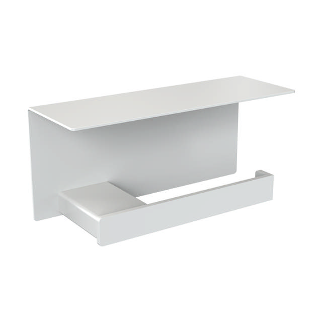 Toilet roll holder with a shelf, right-oriented, white